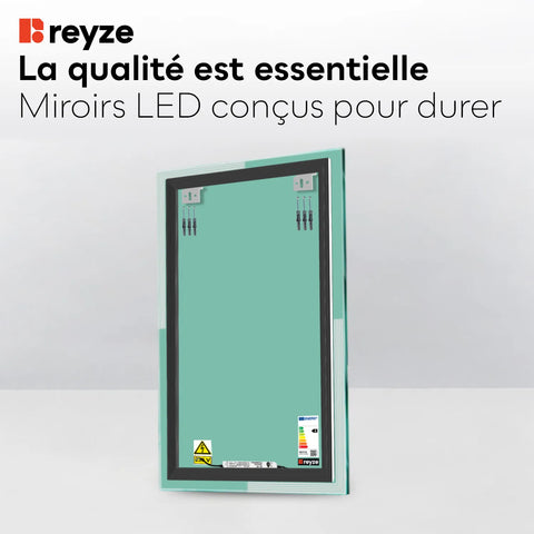 Miroir LED Vertical | Sans Boutons Tactiles | Lumière blanche froide - Reyze Série Edge Modèle 2