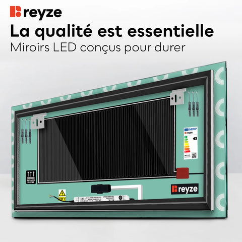 Miroir LED Horizontal | boutons tactiles | Fonction Anti-Buée | Température de couleur réglable - Reyze Série Edge Modèle 4