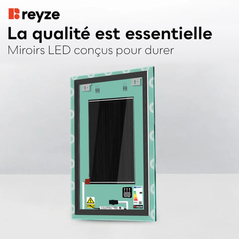 Miroir LED Vertical | boutons tactiles | Fonction Anti-Buée | Lumière blanche neutre - Reyze Série Edge Modèle 4