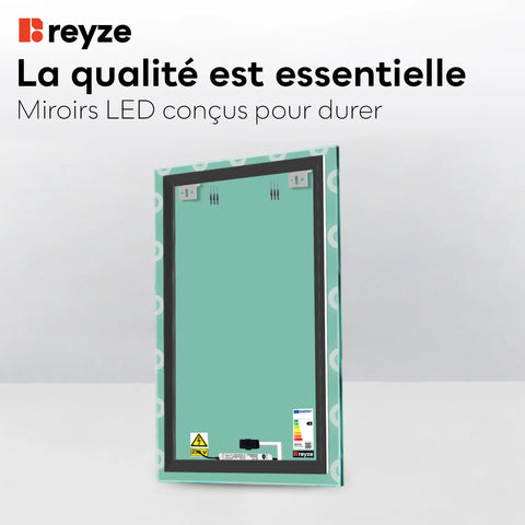 Miroir LED Vertical | Bouton Tactile | Lumière blanche froide - Reyze Série Edge Modèle 4