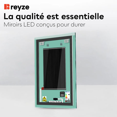 Miroir LED Vertical | boutons tactiles | Fonction Anti-Buée | Température de couleur réglable - Reyze Série Edge Modèle 5