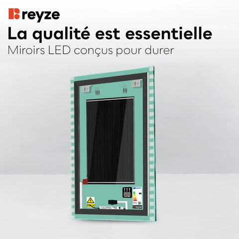 Miroir LED Vertical | boutons tactiles | Fonction Anti-Buée | Lumière blanche neutre - Reyze Série Edge Modèle 6