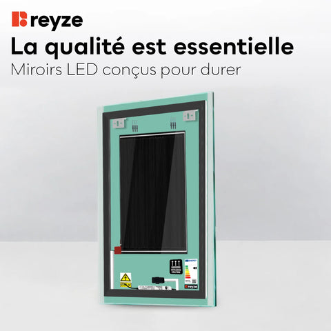 Miroir LED Vertical | boutons tactiles | Fonction Anti-Buée | Lumière blanche neutre - Reyze Série Edge Modèle 7