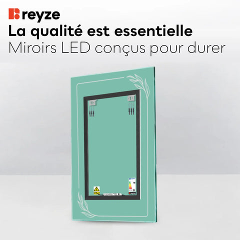 Miroir LED Vertical | Sans Boutons Tactiles | Lumière blanche froide - Reyze Série Good Vibes Modèle 1