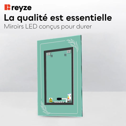 Miroir LED Vertical | Bouton Tactile | Lumière blanche froide - Reyze Série Good Vibes Modèle 1