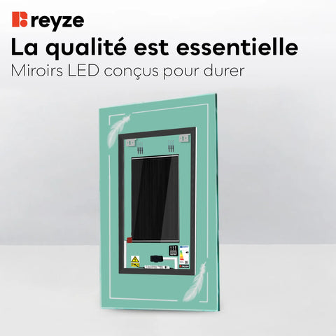 Miroir LED Vertical | boutons tactiles | Fonction Anti-Buée | Température de couleur réglable - Reyze Série Good Vibes Modèle 2