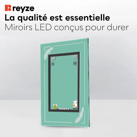 Miroir LED Vertical | Sans Boutons Tactiles | Lumière blanche froide - Reyze Série Good Vibes Modèle 2