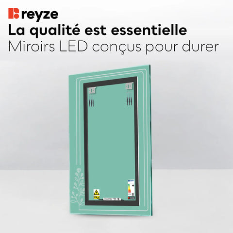 Miroir LED Vertical | Sans Boutons Tactiles | Lumière blanche froide - Reyze Série Good Vibes Modèle 3