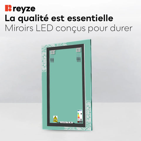 Miroir LED Vertical | Sans Boutons Tactiles | Lumière blanche froide - Reyze Série Good Vibes Modèle 4