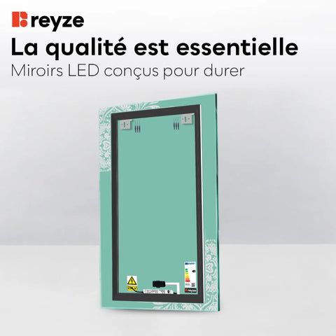 Miroir LED Vertical | Bouton Tactile | Lumière blanche froide - Reyze Série Good Vibes Modèle 4