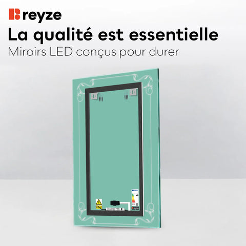 Miroir LED Vertical | Bouton Tactile | Lumière blanche froide - Reyze Série Good Vibes Modèle 5