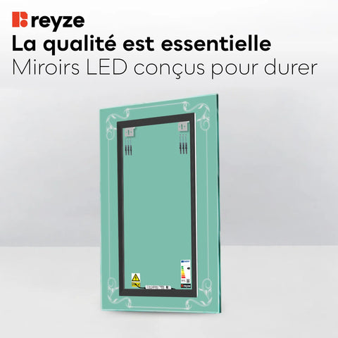 Miroir LED Vertical | Sans Boutons Tactiles | Lumière blanche froide - Reyze Série Good Vibes Modèle 5