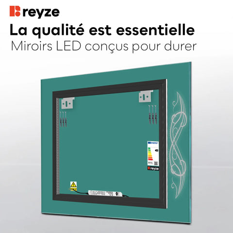 Miroir LED Carré | Sans Boutons Tactiles | Lumière Blanche Chaude - Reyze Série Good Vibes Modèle 6