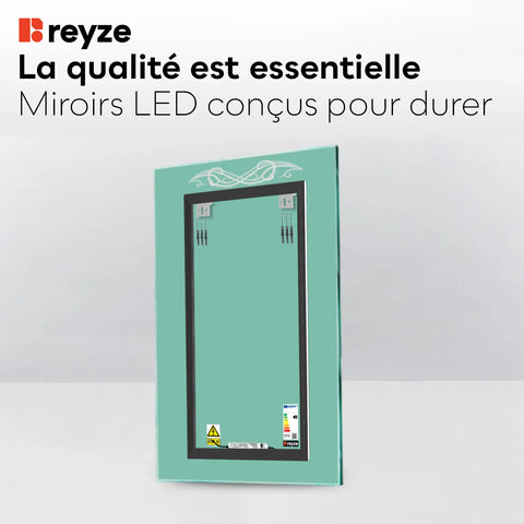 Miroir LED Vertical | Sans Boutons Tactiles | Lumière blanche neutre - Reyze Série Good Vibes Modèle 6