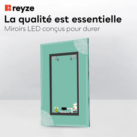 Miroir LED Vertical | Bouton Tactile | Lumière blanche neutre - Reyze Série Good Vibes Modèle 7