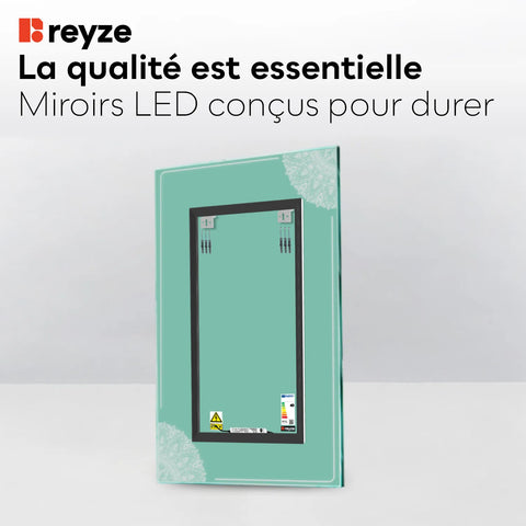 Miroir LED Vertical | Sans Boutons Tactiles | Lumière blanche neutre - Reyze Série Good Vibes Modèle 7