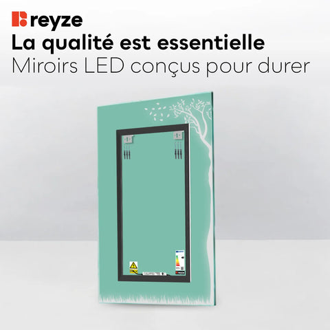 Miroir LED Vertical | Sans Boutons Tactiles | Lumière blanche froide - Reyze Série Good Vibes Modèle 8