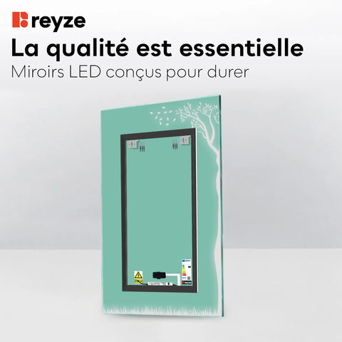 Miroir LED Vertical | Bouton Tactile | Lumière blanche froide - Reyze Série Good Vibes Modèle 8