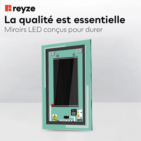 Miroir LED Vertical | boutons tactiles | Fonction Anti-Buée | Température de couleur réglable - Reyze Série Minimal Modèle 2