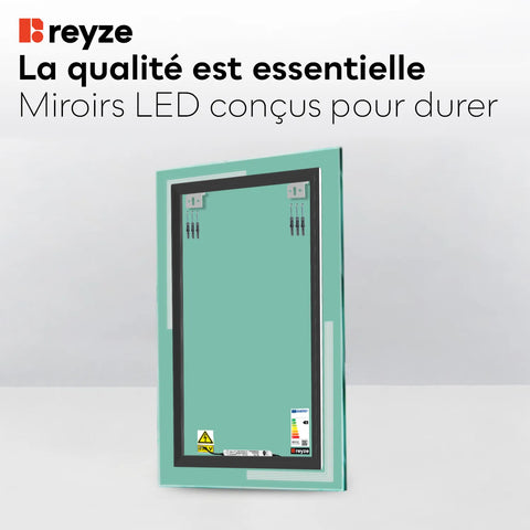 Miroir LED Vertical | Sans Boutons Tactiles | Lumière Blanche Chaude - Reyze Série Minimal Modèle 2