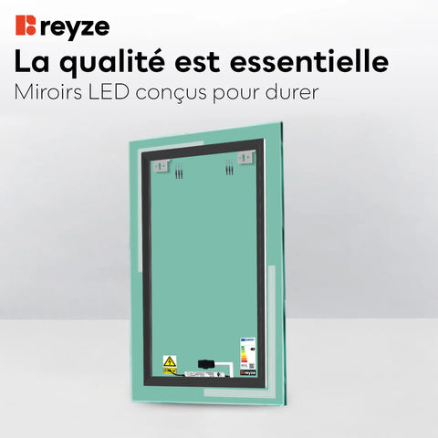 Miroir LED Vertical | Bouton Tactile | Lumière blanche neutre - Reyze Série Minimal Modèle 2