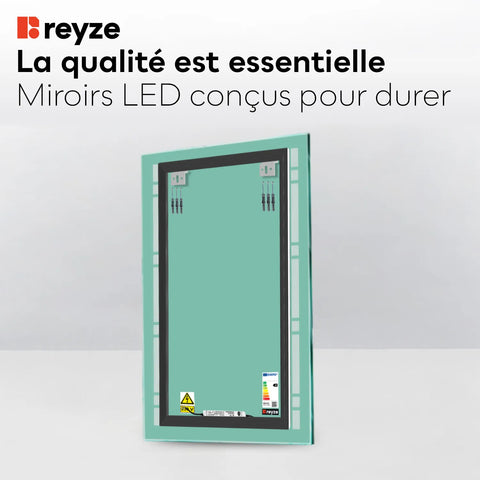 Miroir LED Vertical | Sans Boutons Tactiles | Lumière blanche froide - Reyze Série Minimal Modèle 3