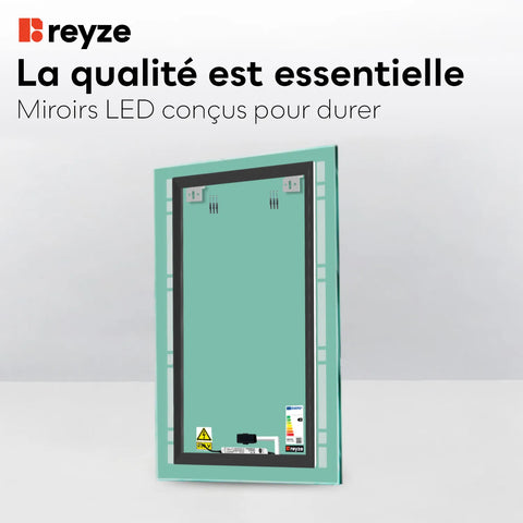 Miroir LED Vertical | Bouton Tactile | Lumière blanche neutre - Reyze Série Minimal Modèle 3