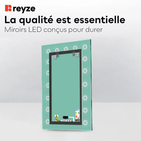 Miroir LED Vertical | Bouton Tactile | Lumière blanche neutre - Reyze Série Minimal Modèle 4
