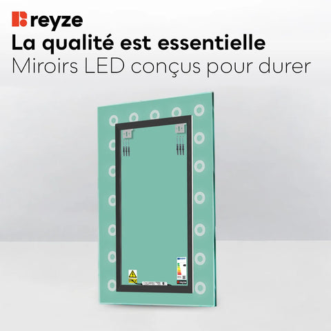 Miroir LED Vertical | Sans Boutons Tactiles | Lumière blanche froide - Reyze Série Minimal Modèle 4