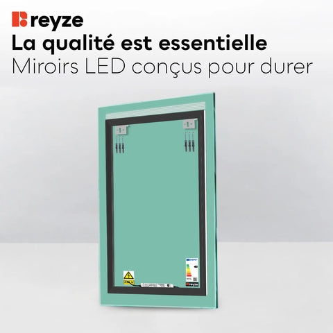 Miroir LED Vertical | Sans Boutons Tactiles | Lumière blanche froide - Reyze Série Minimal Modèle 5