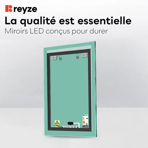 Miroir LED Vertical | Bouton Tactile | Lumière blanche froide - Reyze Série Minimal Modèle 5