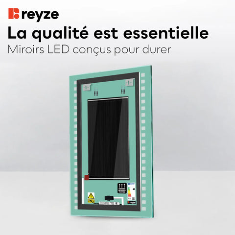 Miroir LED Vertical | boutons tactiles | Fonction Anti-Buée | Température de couleur réglable - Reyze Série Minimal Modèle 6