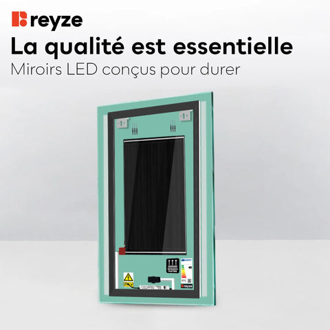 Miroir LED Vertical | boutons tactiles | Fonction Anti-Buée | Température de couleur réglable - Reyze Série Minimal Modèle 7