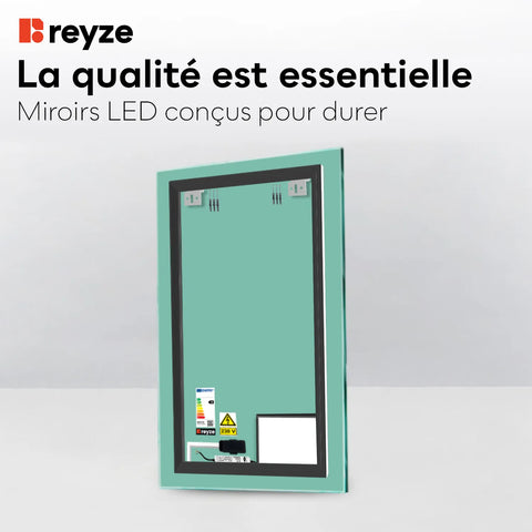 Miroir LED Vertical | Bouton Tactile | Lumière Blanche Chaude - Reyze Série Motivated Modèle 4
