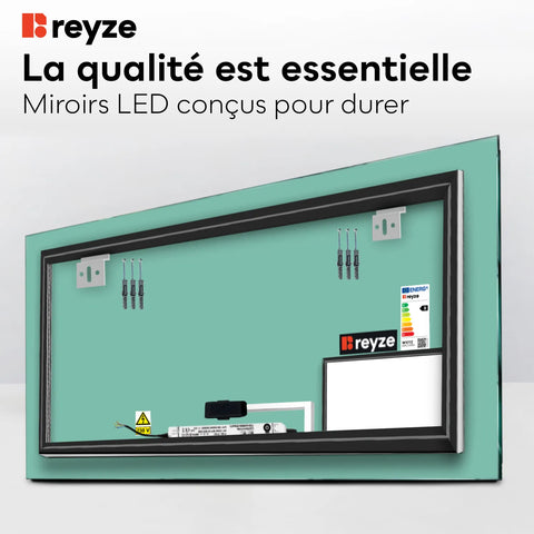 Miroir LED Horizontal | Bouton Tactile | Lumière Blanche Chaude - Reyze Série Motivated Modèle 4