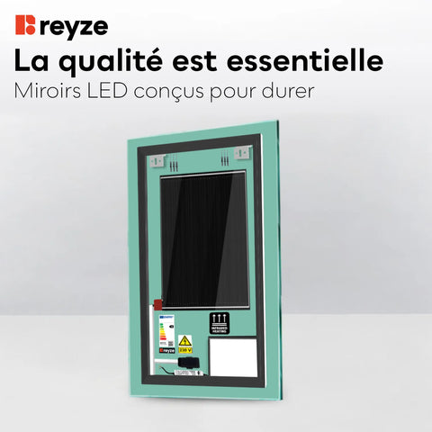 Miroir LED Vertical | boutons tactiles | Fonction Anti-Buée | Température de couleur réglable - Reyze Série Motivated Modèle 8