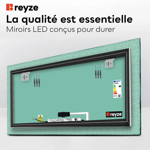 Miroir LED Horizontal | Bouton Tactile | Lumière blanche neutre - Reyze Série Official Modèle 1
