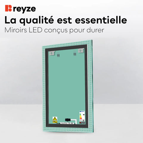 Miroir LED Vertical | Bouton Tactile | Lumière Blanche Chaude - Reyze Série Official Modèle 2