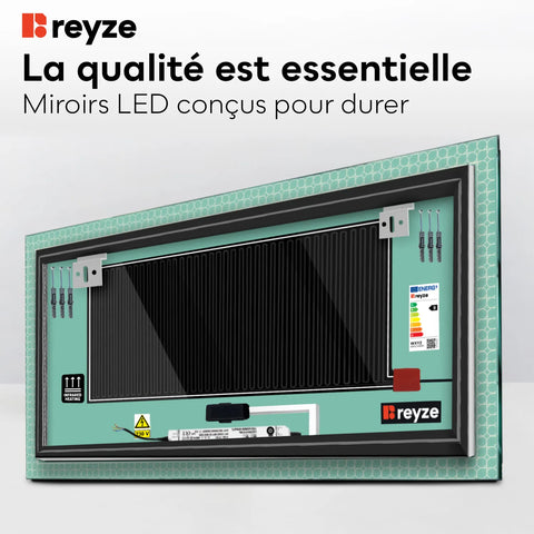 Miroir LED Horizontal | boutons tactiles | Fonction Anti-Buée | Température de couleur réglable - Reyze Série Official Modèle 4