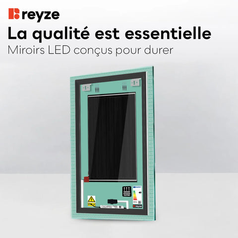 Miroir LED Vertical | boutons tactiles | Fonction Anti-Buée | Température de couleur réglable - Reyze Série Official Modèle 5
