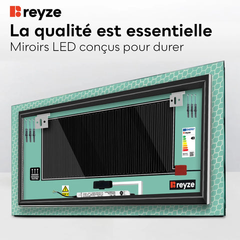 Miroir LED Horizontal | boutons tactiles | Fonction Anti-Buée | Température de couleur réglable - Reyze Série Official Modèle 7