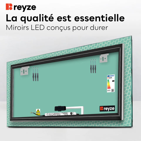 Miroir LED Horizontal | Bouton Tactile | Lumière blanche neutre - Reyze Série Official Modèle 7