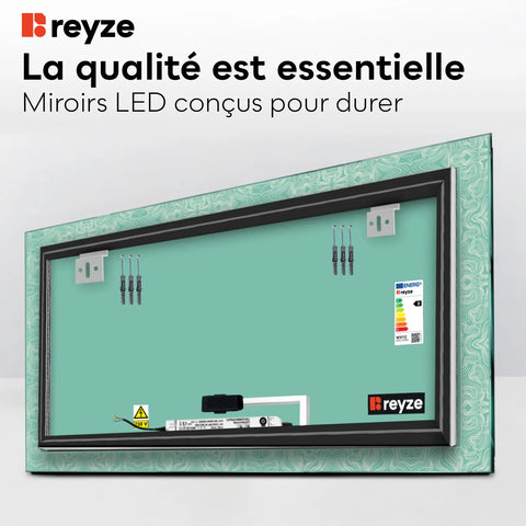 Miroir LED Horizontal | Bouton Tactile | Lumière blanche froide - Reyze Série Official Modèle 8