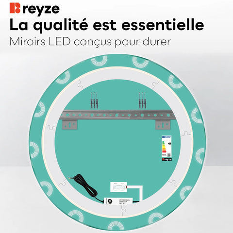Miroir LED Rond | Bouton Tactile | Lumière blanche froide - Reyze Série Edge Modèle 4