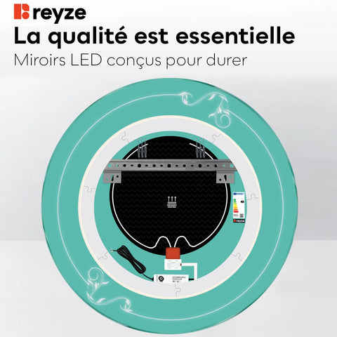 Miroir LED Rond | boutons tactiles | Fonction Anti-Buée | Température de couleur réglable - Reyze Série Good Vibes Modèle 5