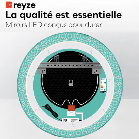 Miroir LED Rond | boutons tactiles | Fonction Anti-Buée | Température de couleur réglable - Reyze Série Official Modèle 1