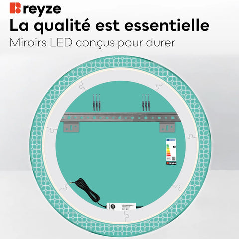 Miroir LED Rond | Sans Boutons Tactiles | Lumière blanche froide - Reyze Série Official Modèle 2