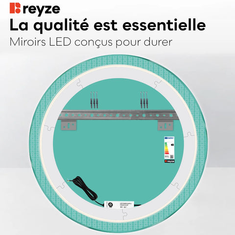 Miroir LED Rond | Sans Boutons Tactiles | Lumière blanche froide - Reyze Série Official Modèle 5