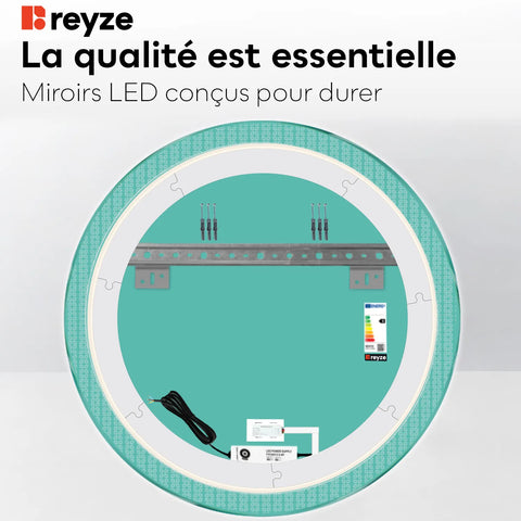 Miroir LED Rond | Bouton Tactile | Lumière blanche froide - Reyze Série Official Modèle 5