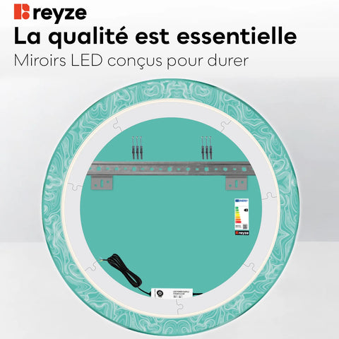 Miroir LED Rond | Sans Boutons Tactiles | Lumière blanche froide - Reyze Série Official Modèle 8